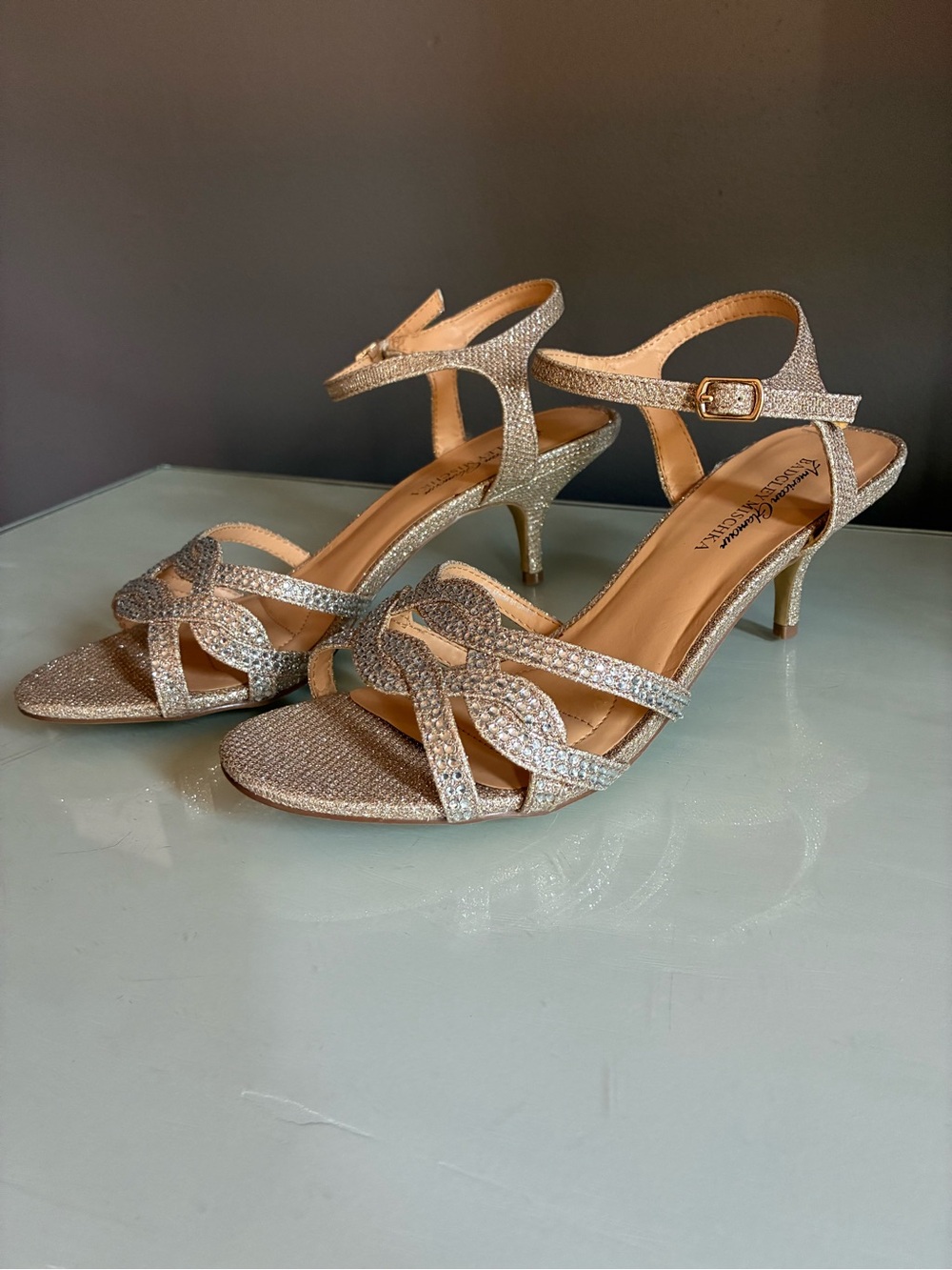 Sparkling Strappy Kitten Heels by Badgley Mischka American Glamour